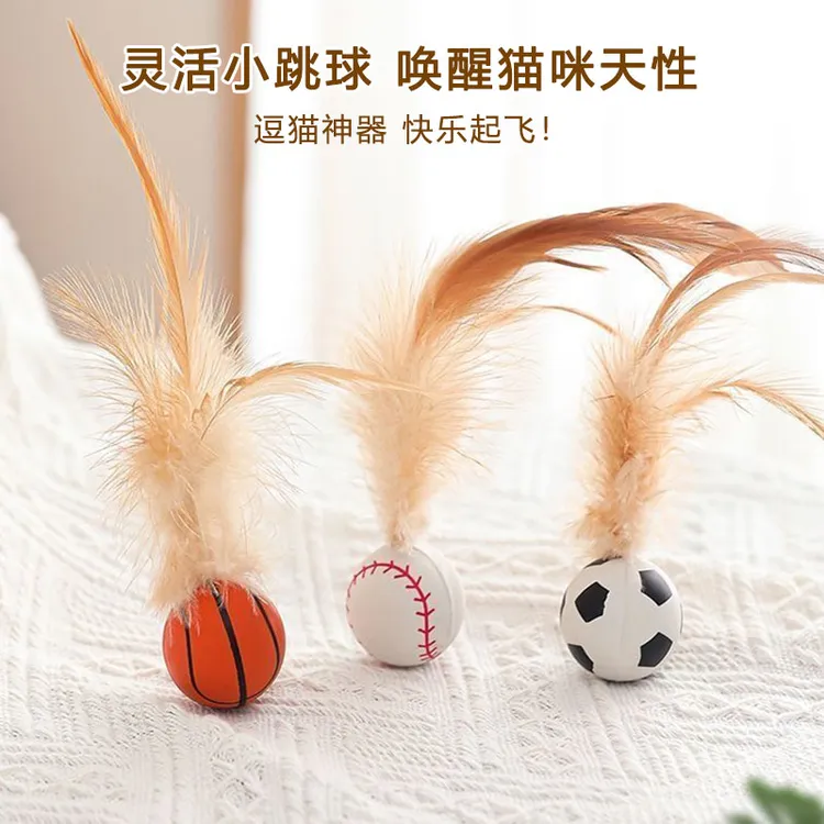 猫咪玩具逗猫球猫猫弹力球逗猫棒带羽毛自嗨解闷宠物玩具猫猫玩具