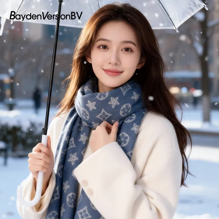 BaydenVersionBV围巾女秋冬季百搭保暖仿羊绒围脖披肩礼盒装7009