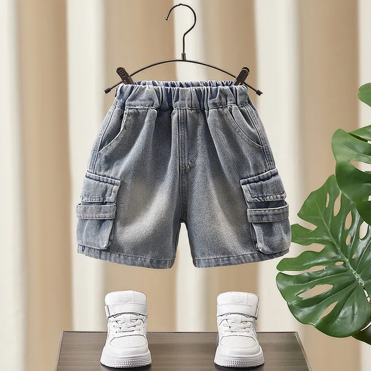 新品巴拉巴拉男童牛仔短裤夏季薄款2025新款外穿儿童夏天宽松男宝