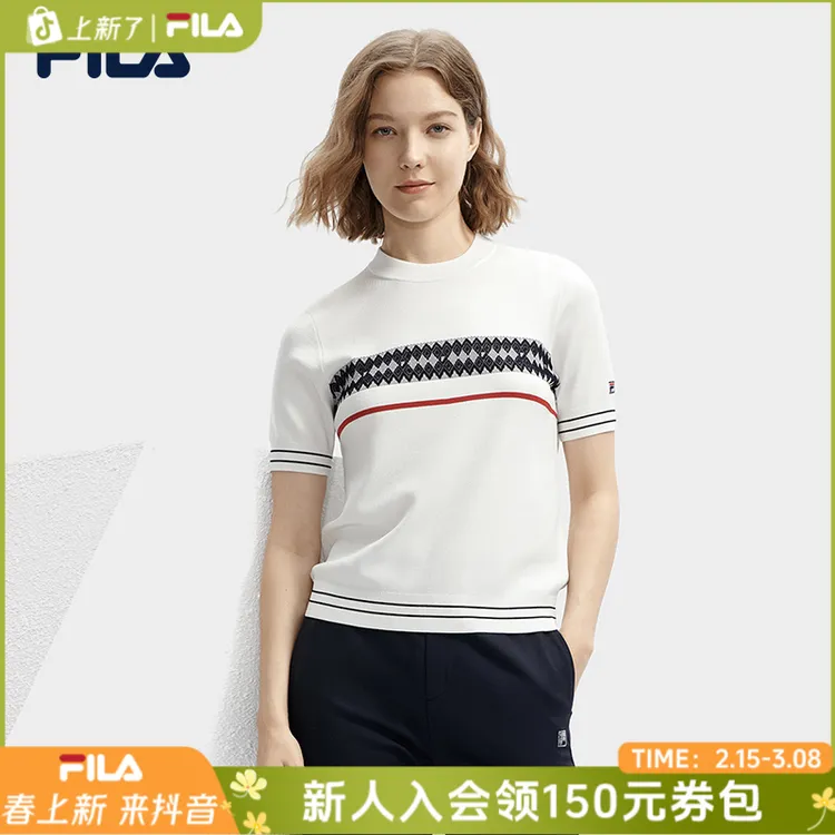 Fila/斐乐【欧若风】女春夏休闲【简约高级】编制上衣短袖F11W411404F
