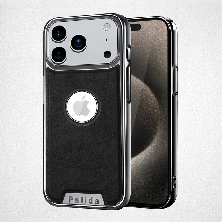 [自带镜头膜]适用苹果17ProMax皮纹手机壳高档iPhone161514商务男