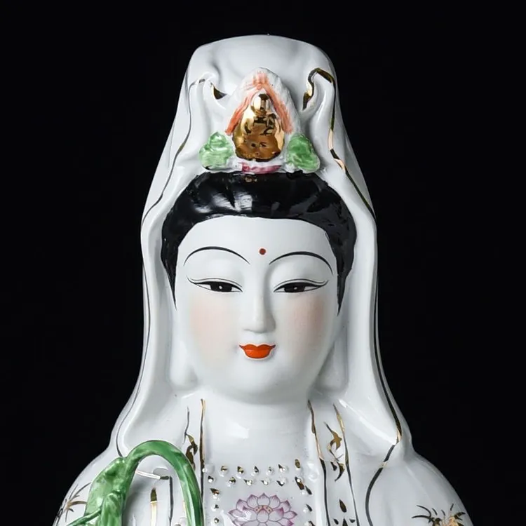 家用观音菩萨陶瓷佛像摆件古莲南海观世音娘娘吉祥如意白瓷礼品
