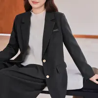 【现货气质轻职场磨毛直角肩西装】MsShe大码女装2025秋A2509046