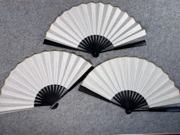 【直播】十寸宣纸空白折扇3把装折叠扇