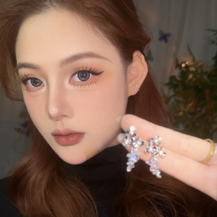 合金耳饰 超仙繁花冰透流苏百搭时尚气质高级感轻奢精优雅超超闪