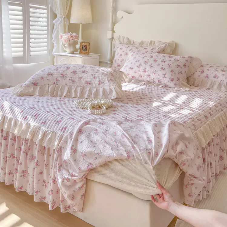 二合一床裙款三件套防滑床笠单件席梦思加厚夹棉保护套四季款床罩