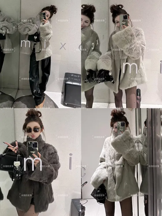 【雪兔精灵】反季兔毛皮毛一体外套