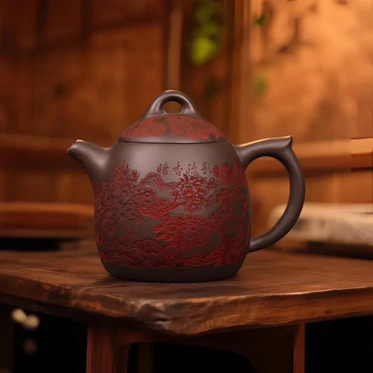 紫砂秦权壶手工雕刻暗香疏影西施壶功夫茶具泡茶壶复古中式家用