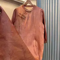 岚烟-老料香云纱6A桑蚕丝75姆米 满萝旗袍连衣裙