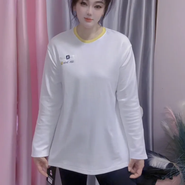 1709圆领中长款打底衫女外穿欧洲站2025秋季新款宽松长袖T恤