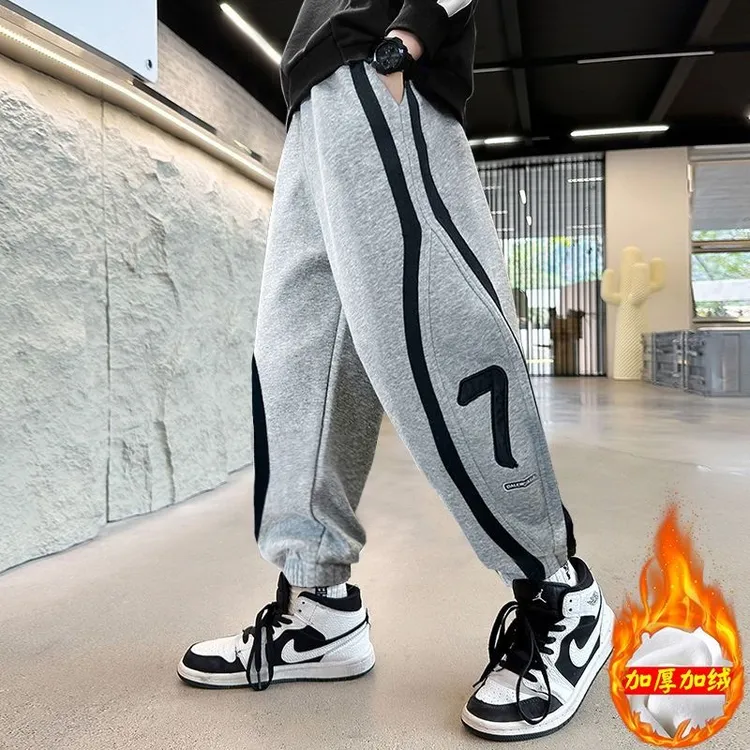 男童裤子加绒加厚秋冬新款男孩长裤中大儿童冬季保暖休闲裤