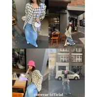 Ranwear 小贵妇 绵羊毛韩国进口面料黑白格香风羊毛厚款外套