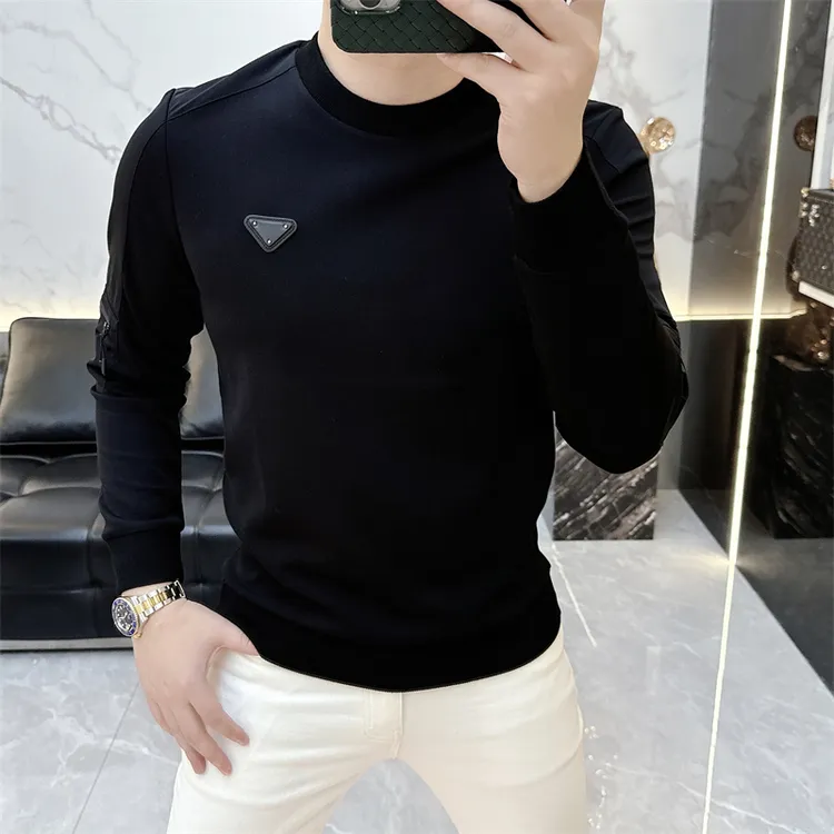 2025欧版秋冬新款高品质男士时尚潮流百搭加绒加厚打底长袖卫衣