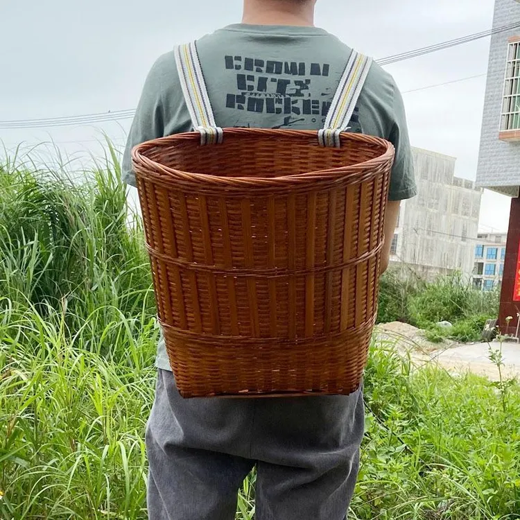 竹编舞蹈道具农用手工古风收纳竹筐买菜采摘茶叶竹篓背箩筐背篓