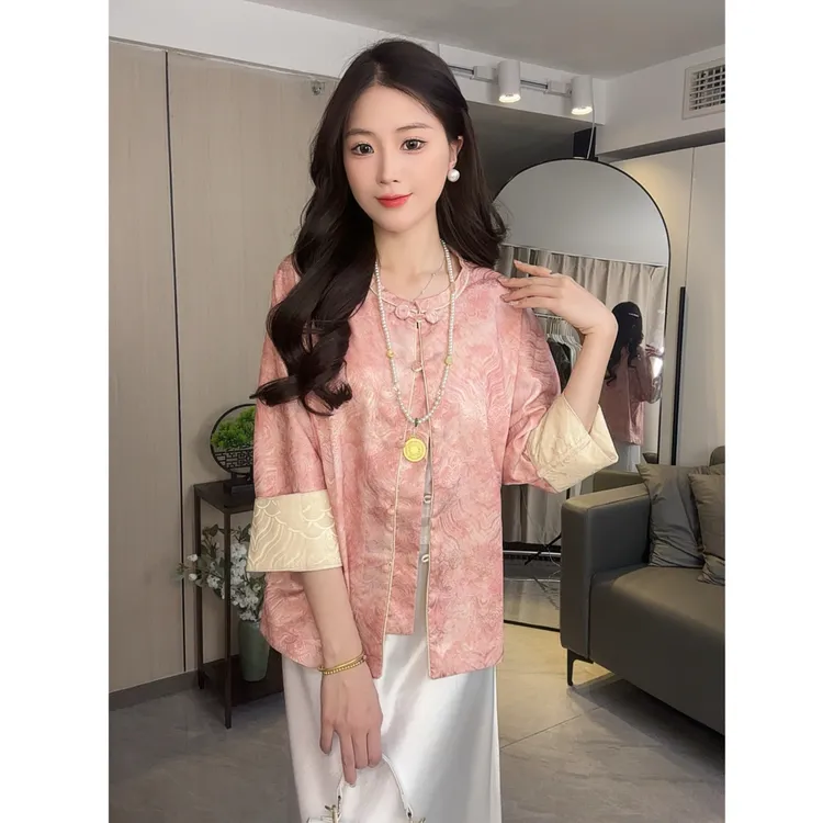 张小姐专属【秋影】秋季新中式上衣宽松舒适百搭中国风女装提花暗纹