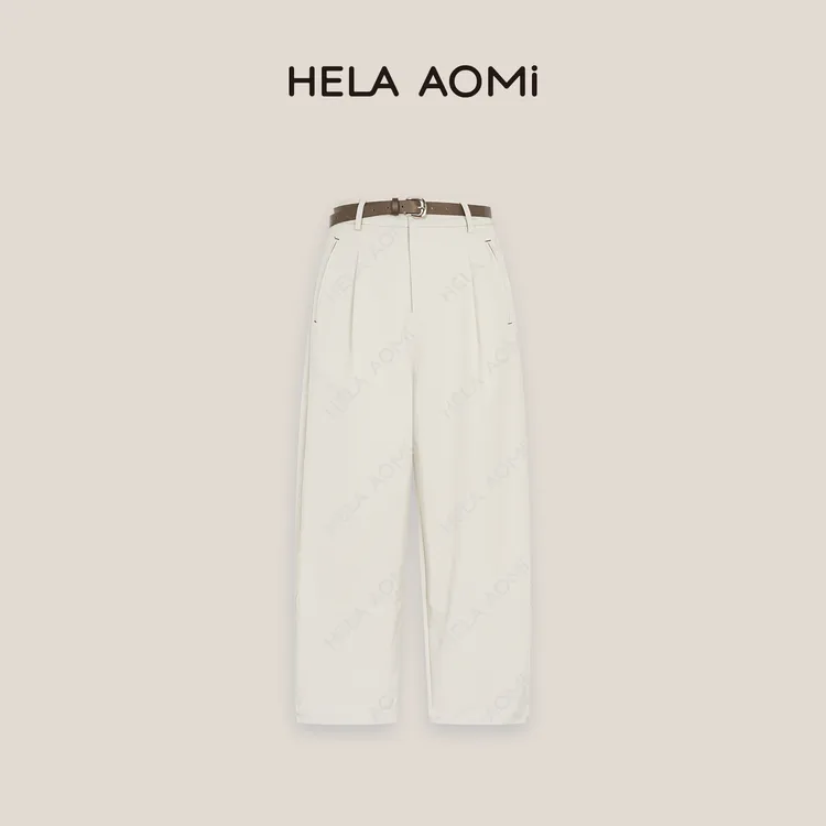 HELAAOMI “贝嫂裤”高腰直筒休闲裤爆款宽松显瘦垂感阔腿裤