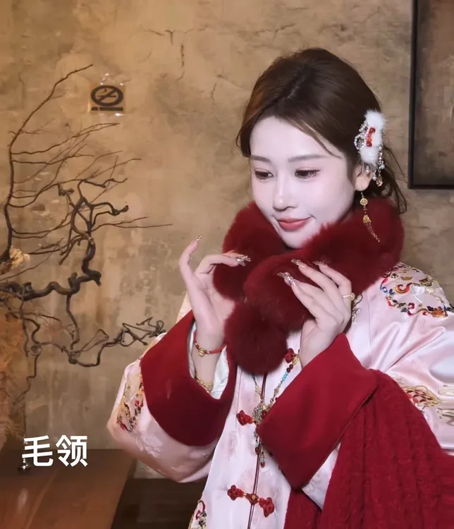 【婷婷】红色狐狸毛毛领TT2SDTZ2968