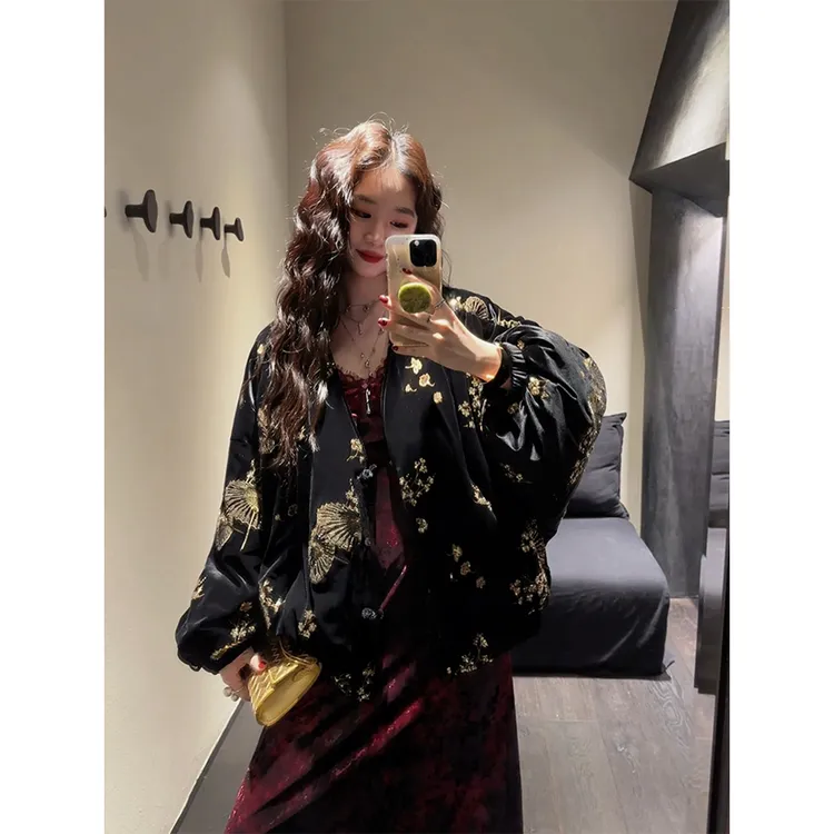 三吉黑花【祈愿】新中式国风冬季羽绒服鹅绒2024新款超好看百搭