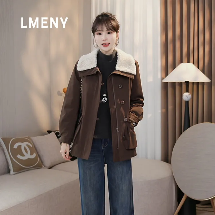 LMENY“毛领派克”中长款羽绒服女25秋冬新款收腰保暖外套25DW017