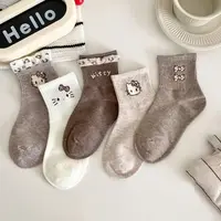 【官方搭配】女童袜子秋季棉袜儿童韩版豹纹小猫咖色中筒袜