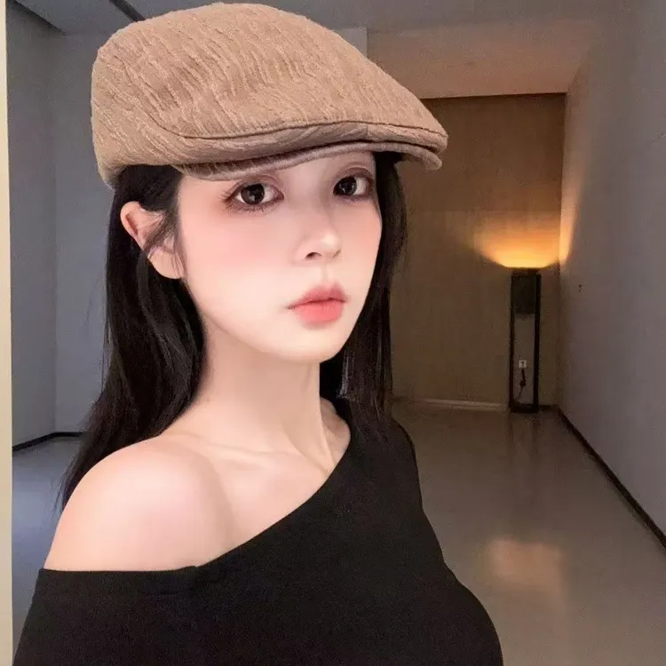 夏季新款前进帽子女英伦风贝雷帽遮阳帽显脸小画家帽报童帽鸭舌帽