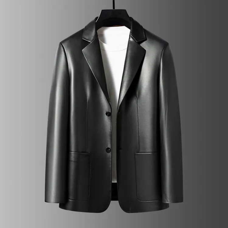 【头层绵羊皮】男士真皮皮衣中年头层皮商务休闲绵羊皮西装外套秋冬