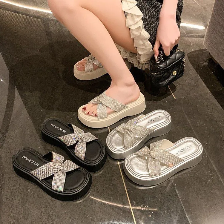 厚底法式绝美凉拖鞋女夏外穿高级感2025新款配裙子海边沙滩一字拖