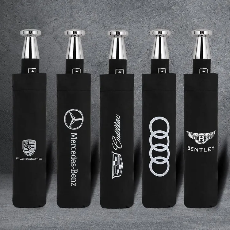 奔驰宝马奥迪专用加大汽车雨伞全自动高档定制车标晴黑胶雨伞防风