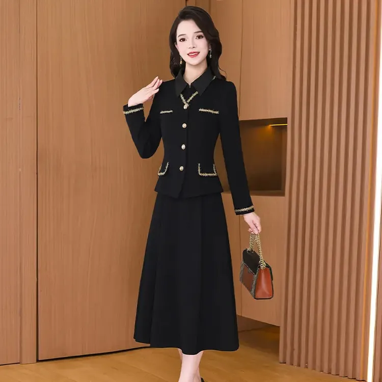 【两件套】27750梦晚秋季轻奢贵夫人气质时尚大气休闲显瘦套裙-A
