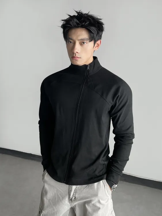 半高领德绒打底衫男秋冬内搭2025新款春秋修身拉链立领卫衣外套