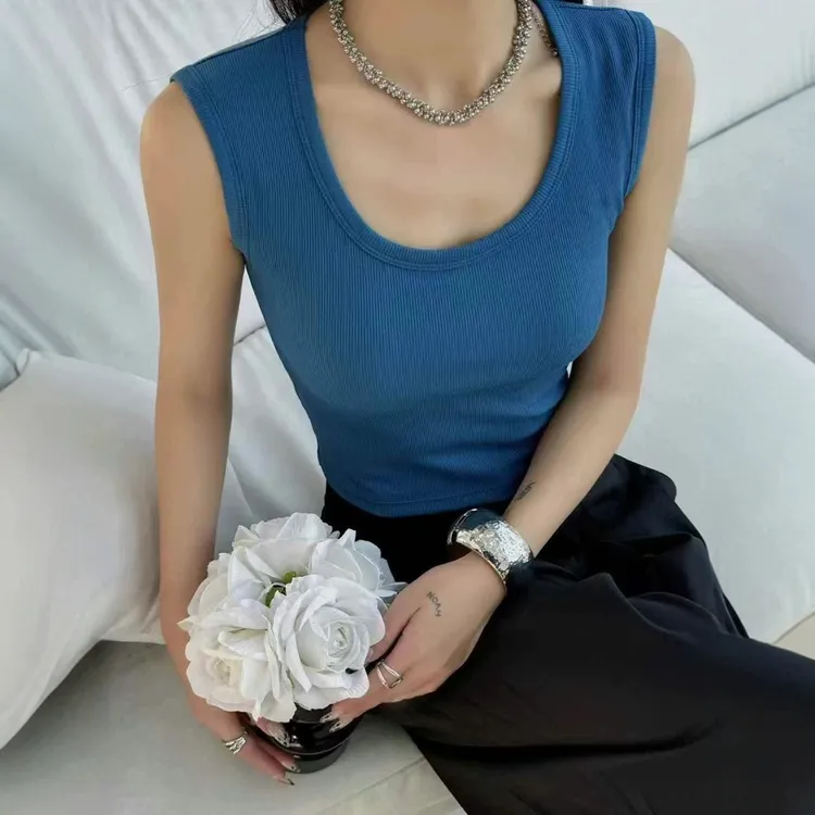6683春夏新款宽肩背心打底内衣带胸垫裸感显瘦内搭美背无袖上衣女