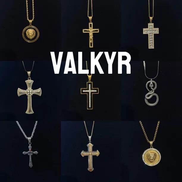 钛钢锆石吊坠 valky吊坠复古做旧重工坠链镶钻个性设计感欧美时尚