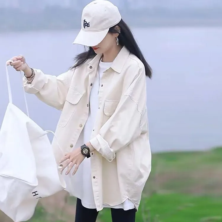 气质高级感牛仔衬衣女装2025年春秋季新款休闲宽松小个子开衫衬衫
