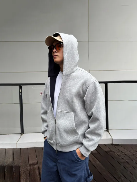 SOS双拉头重磅连帽撞色卫衣百搭宽松双面磨毛运动外套男秋冬休闲