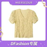 MIERSEOUR黑l金系列优雅蕾丝修身短袖5395912
