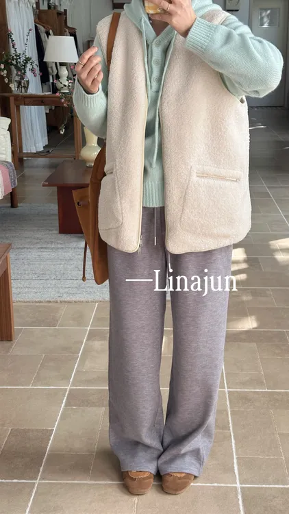 10.18《牛轧糖》秋冬季新款韩系百搭宽松浅灰色抽绳加绒卫裤休闲裤