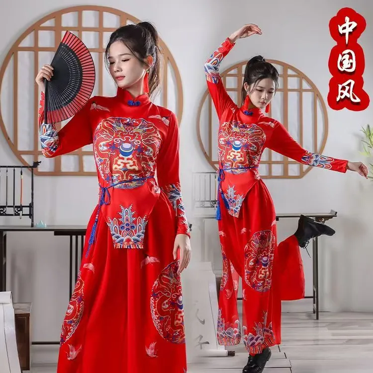 喜庆打鼓服威风锣鼓演出服国潮中国风舞蹈表演服男女款套装成人款