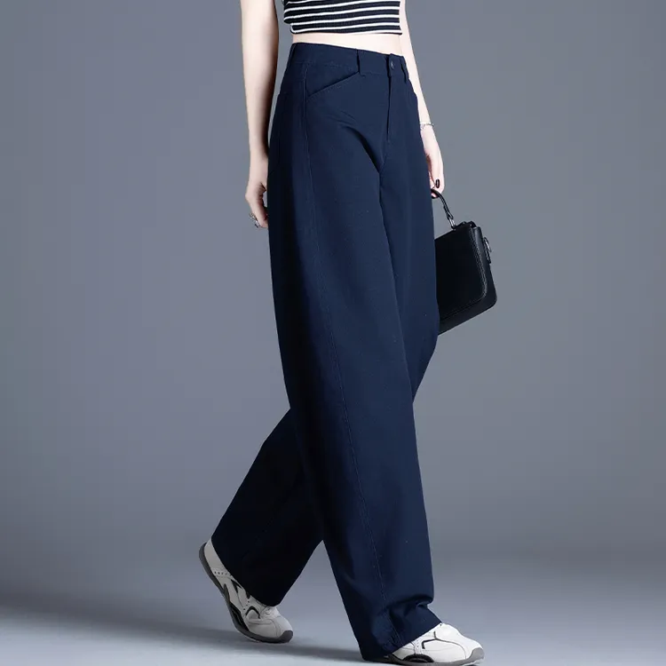 藏青色女裤子2025新款女哈伦裤秋冬爆款弯刀裤高腰宽松女士休闲裤