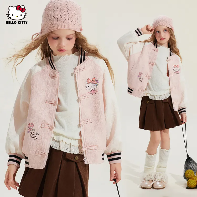 宝宝上衣HELLO KITTY女童秋季棒球服外套2025新款国风盘扣款卡通