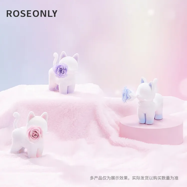 【七夕礼物】ROSEONLY诺誓永生玫瑰花嘻嘻猫礼盒情人节礼物送女友