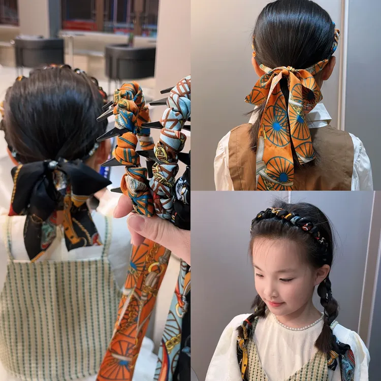 2025复古宫阙繁花飘带波浪高颅顶发发箍正反两带复古宫廷头箍