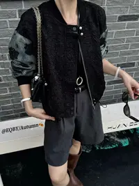 6139潮女时尚拼接牛仔订钻夹克外套
