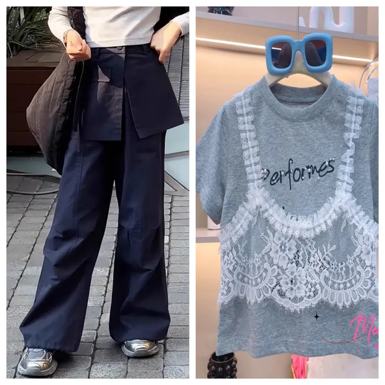 女童短袖T恤套装2025夏季新款儿童夏装洋气上衣大童女孩韩版童装