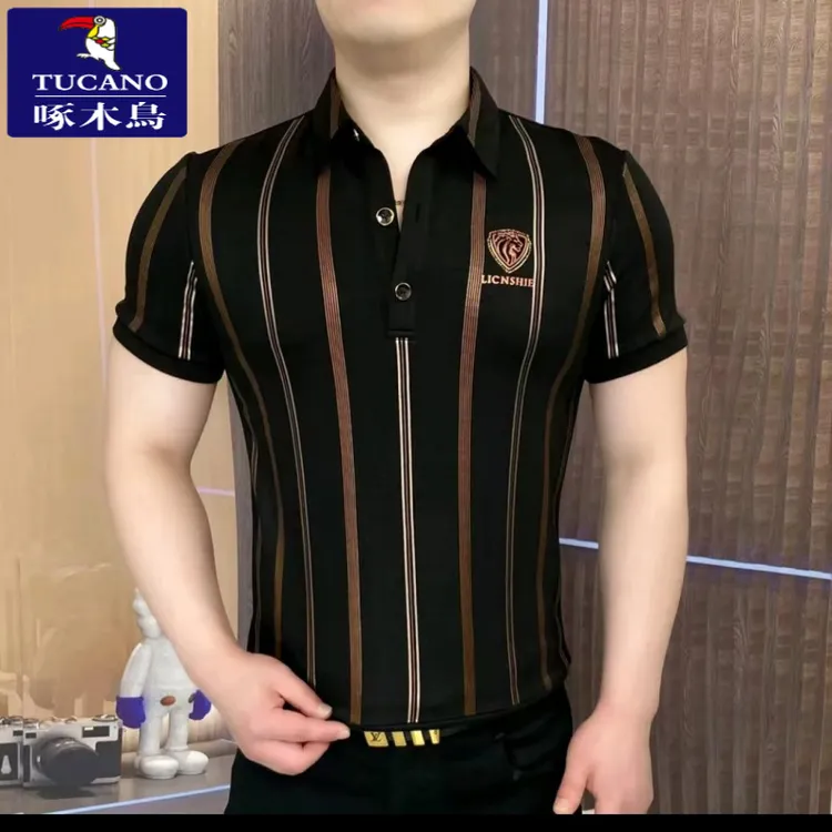 啄木鸟《霸道总裁》2025夏季Polo衫男士轻奢时尚半袖潮流修身高品质