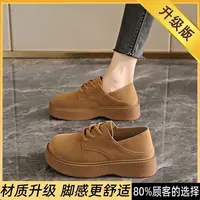 B80休闲风休闲系带圆头时尚休闲鞋学生百搭秋季韩版厚底勃肯单鞋