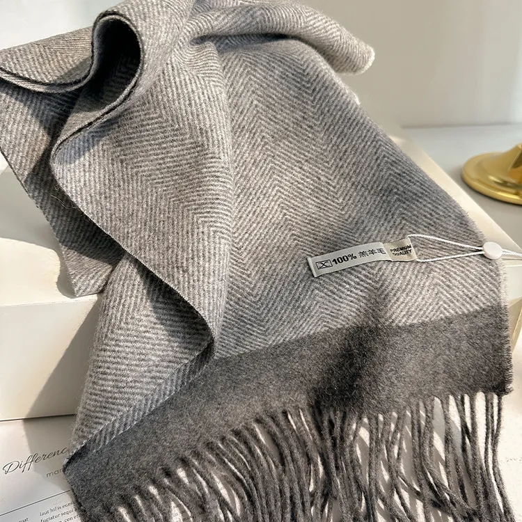 RGNAT羊毛100%时尚百搭围巾男女款情侣秋冬季保暖围脖圣诞节礼物