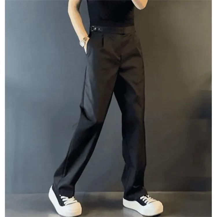 夏季薄款高端欧货潮流小直脚裤男百搭气质休闲裤精品商务风西装裤