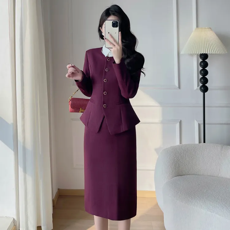 西装套装裙两件套秋冬大学生职场面试修身收腰气质高级感职业正装