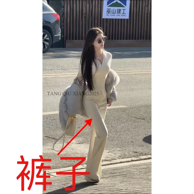 【闪耀暖冬】新款高级感加绒保暖修身百搭高腰微喇长裤