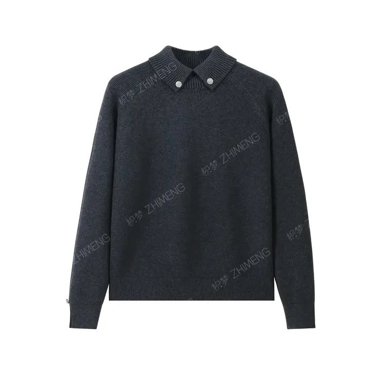 翻领高领毛衣女秋冬长袖高级感宽松显时尚打底针织衫上衣休闲